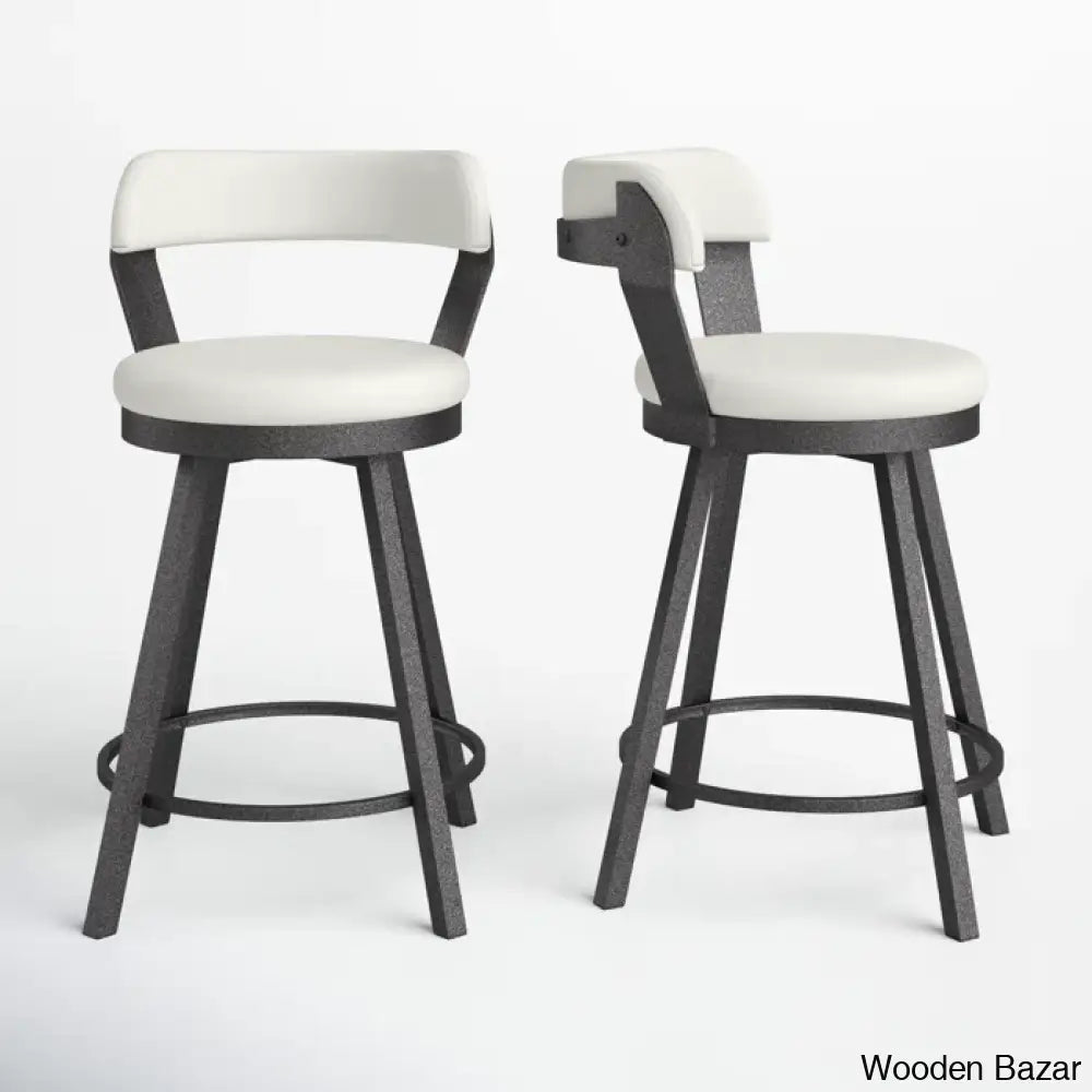 Nicksa Swivel Upholstered Counter And Bar Stool With Metal Frame (Set Of 2)