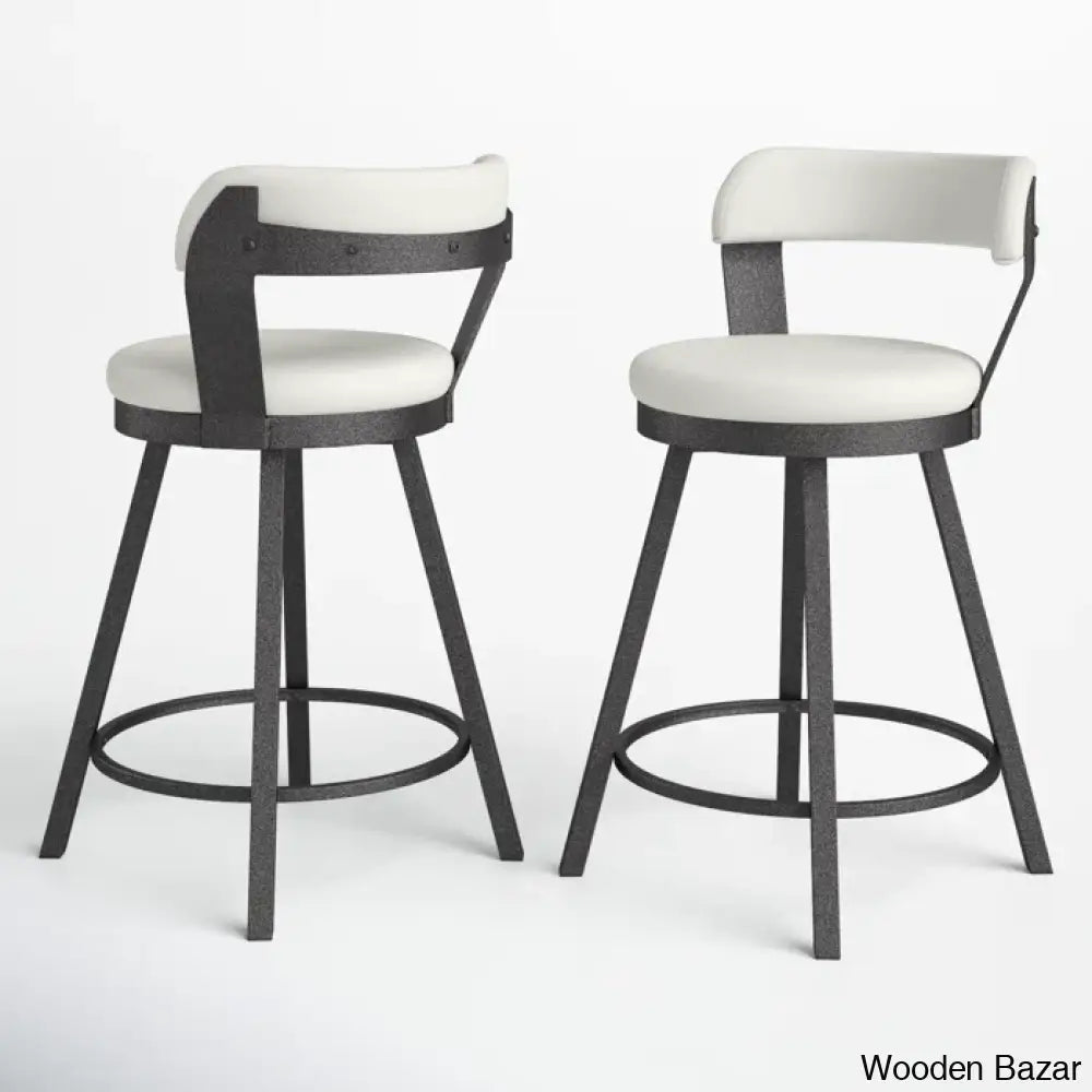 Nicksa Swivel Upholstered Counter And Bar Stool With Metal Frame (Set Of 2)