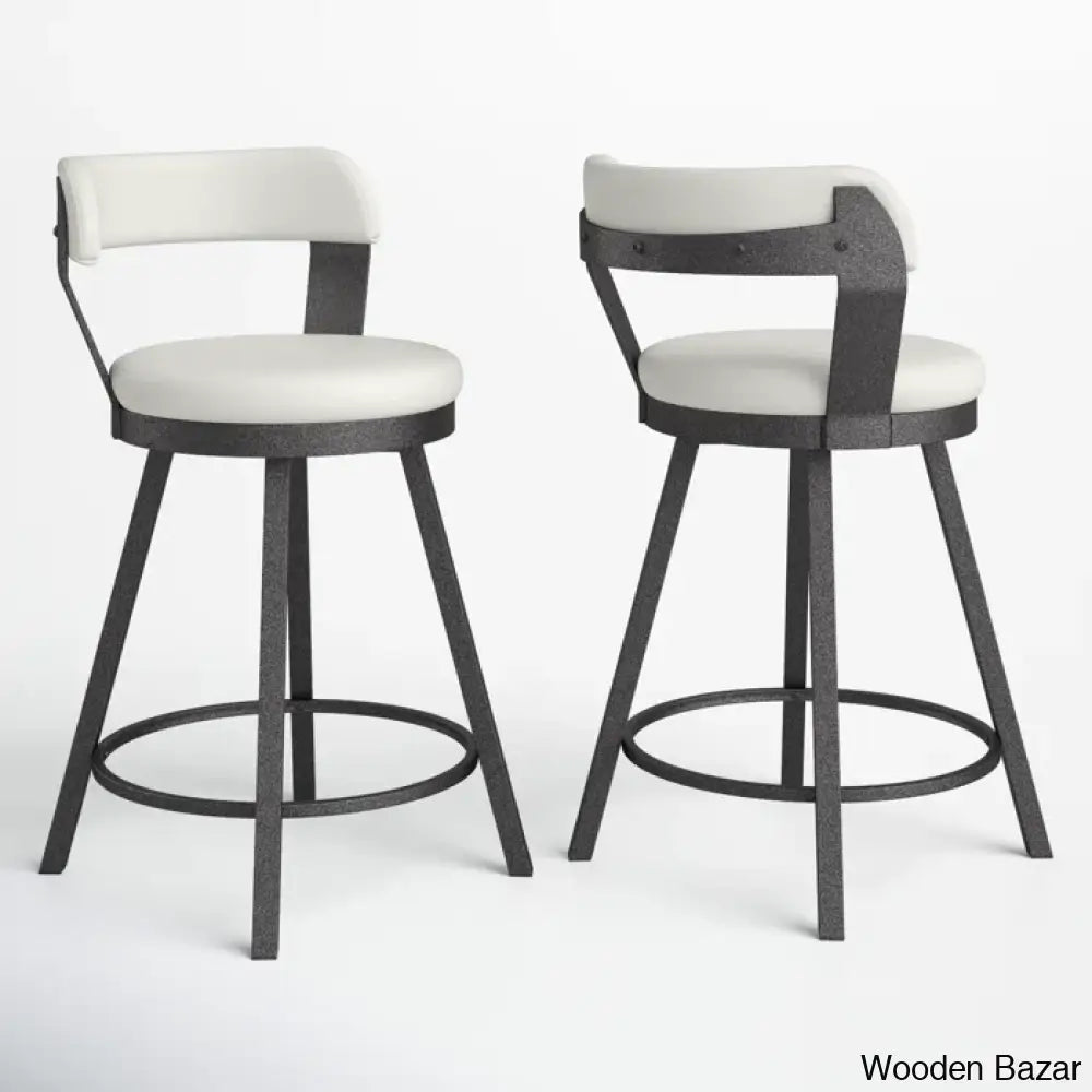 Nicksa Swivel Upholstered Counter And Bar Stool With Metal Frame (Set Of 2)