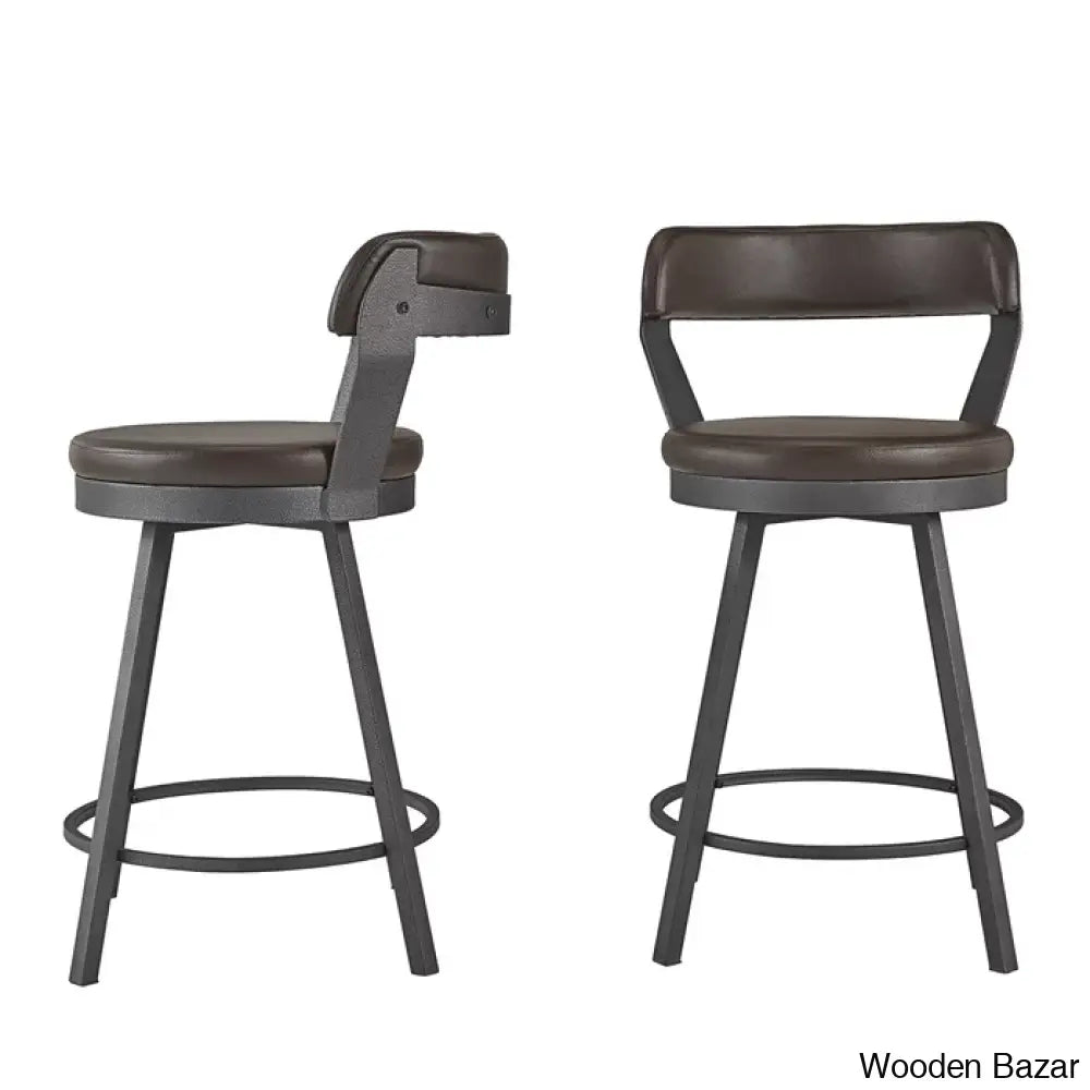 Nicksa Swivel Upholstered Counter And Bar Stool With Metal Frame (Set Of 2)