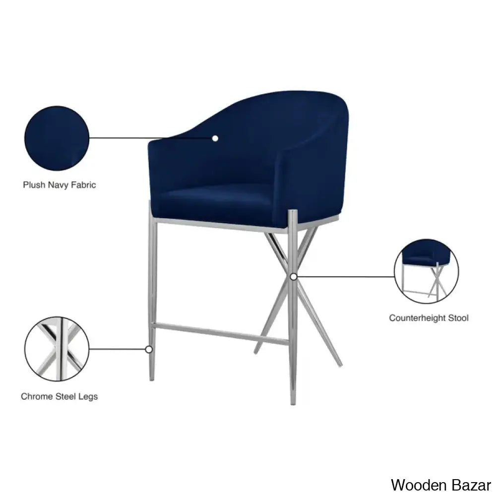 Nikoz Upholstered 26.5’’ Counter And Bar Stool With Metal Frame