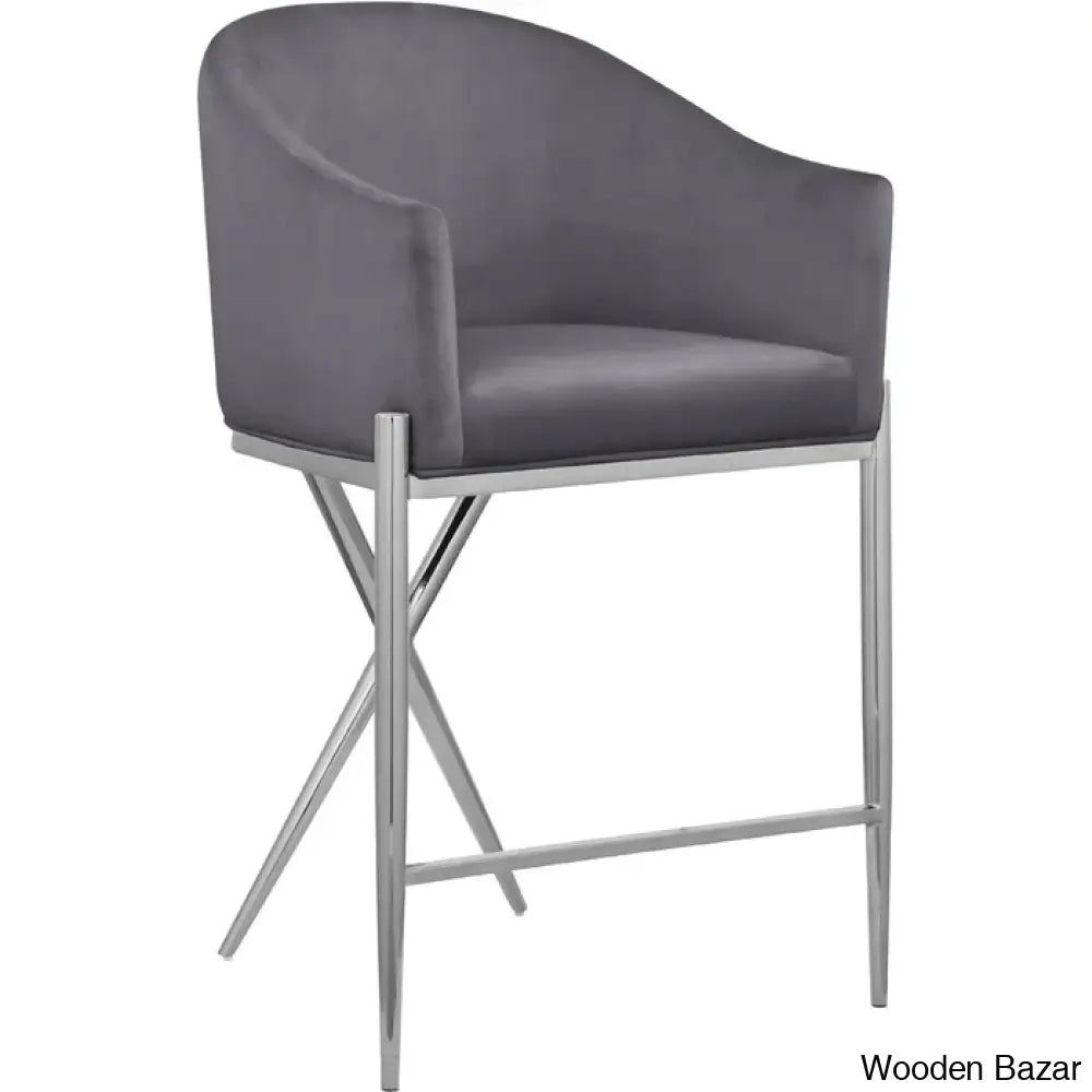 Nikoz Upholstered 26.5’’ Counter And Bar Stool With Metal Frame