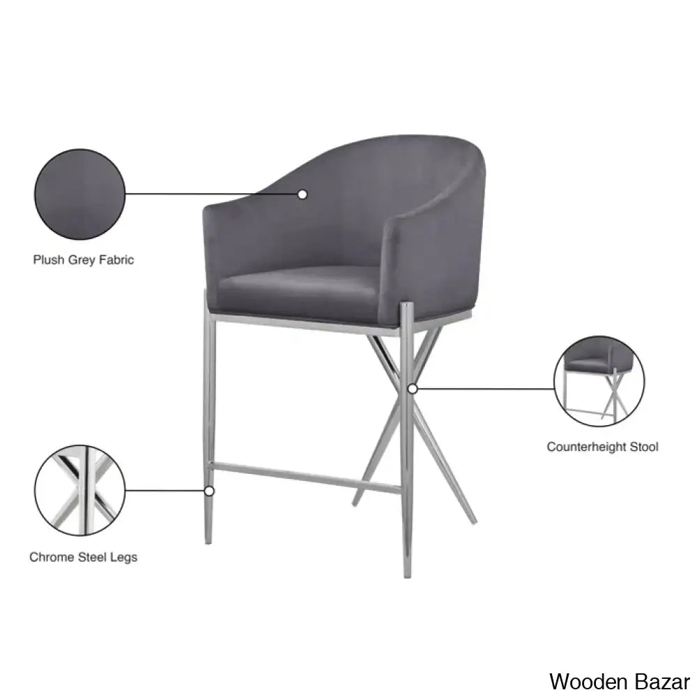 Nikoz Upholstered 26.5’’ Counter And Bar Stool With Metal Frame