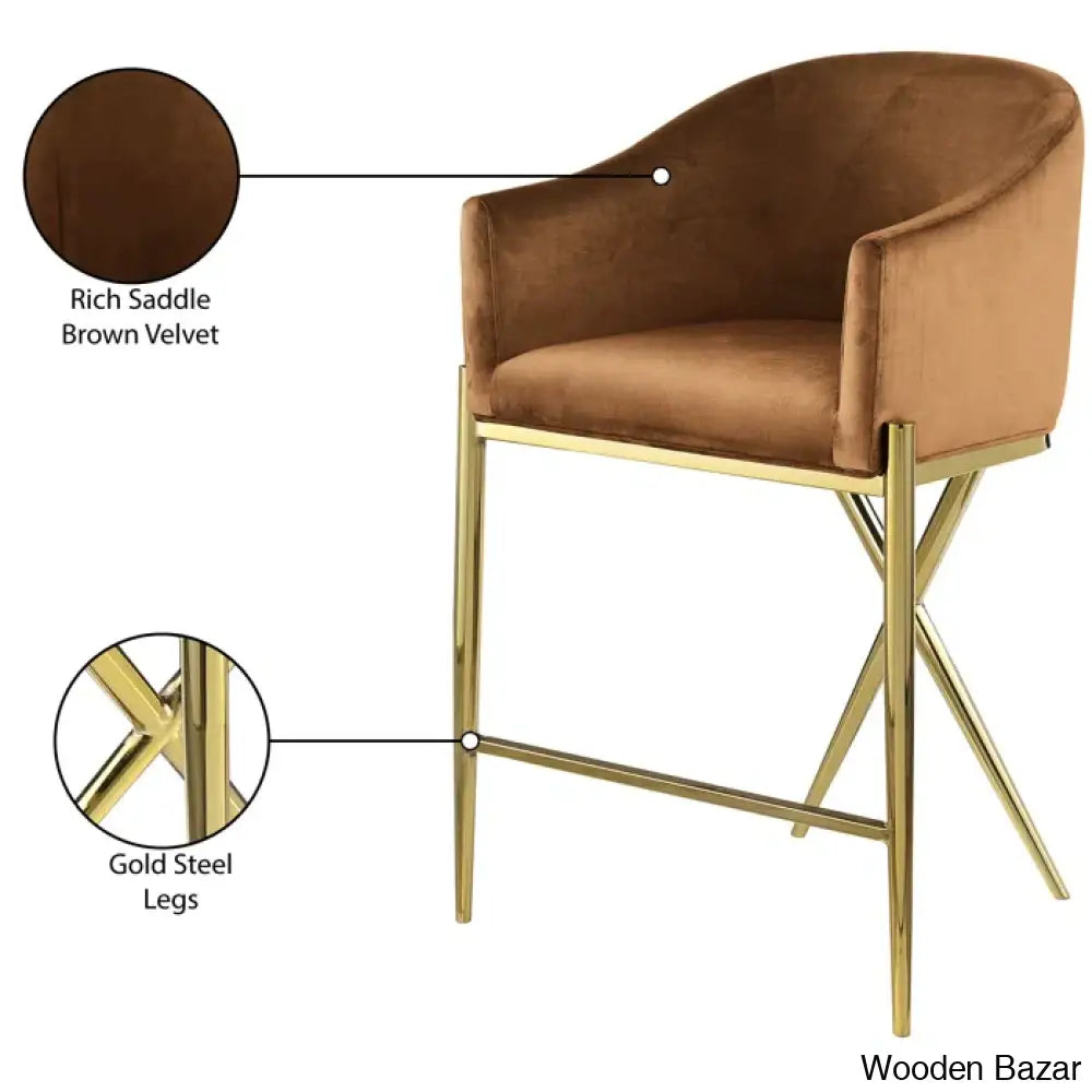 Nikoz Upholstered 26.5’’ Counter And Bar Stool With Metal Frame