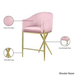 Nikoz Upholstered 26.5’’ Counter And Bar Stool With Metal Frame