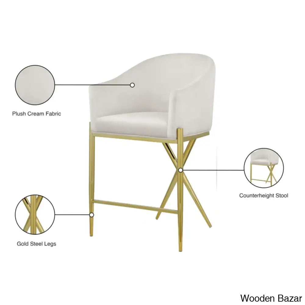 Nikoz Upholstered 26.5’’ Counter And Bar Stool With Metal Frame