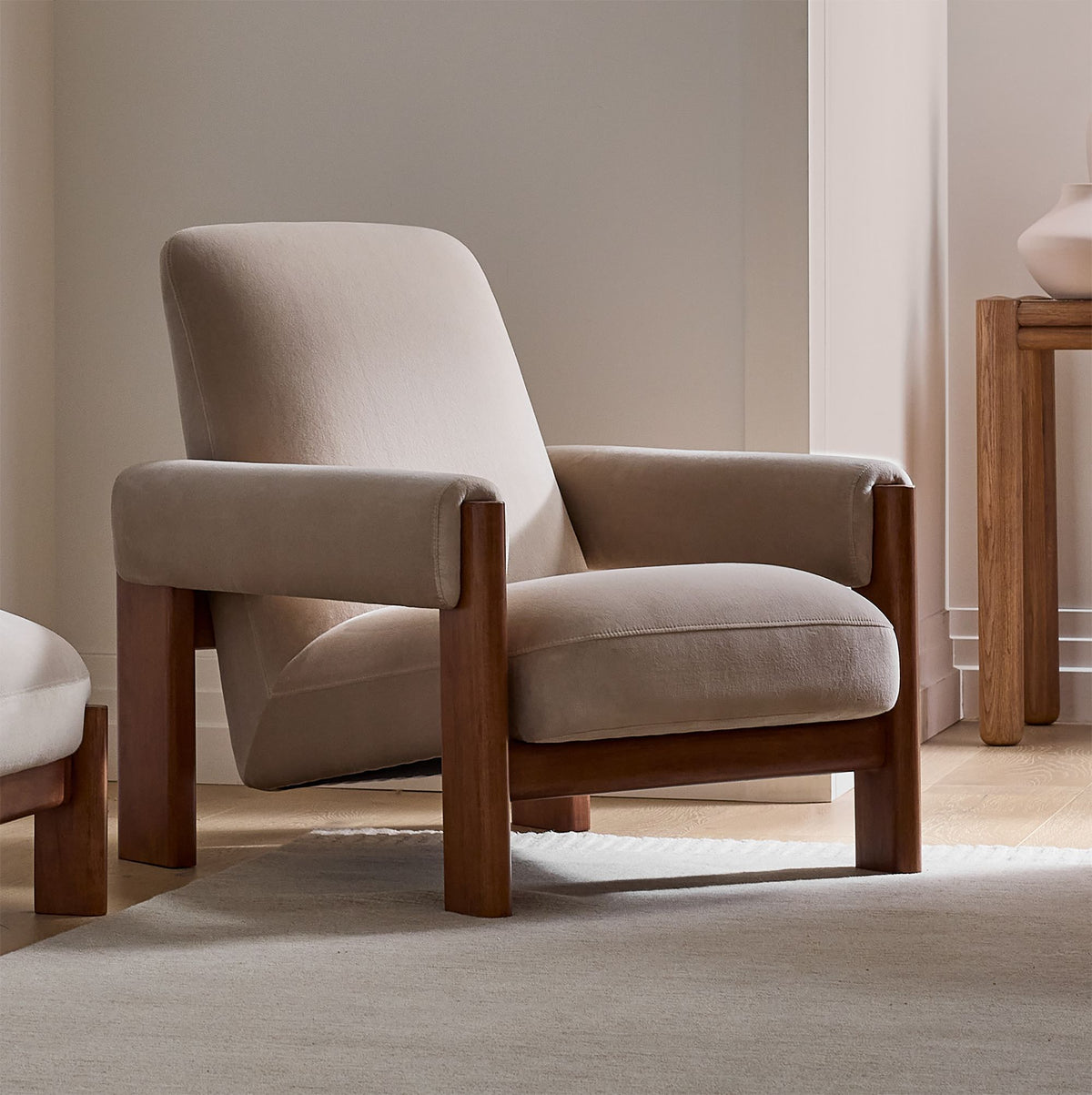 Qazz Upholstered Chair - Wooden bazar