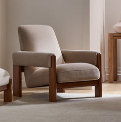 Qazz Upholstered Chair - Wooden bazar