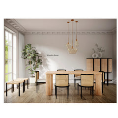 Cameron 6-seater dining table made of white teak wood with chairs