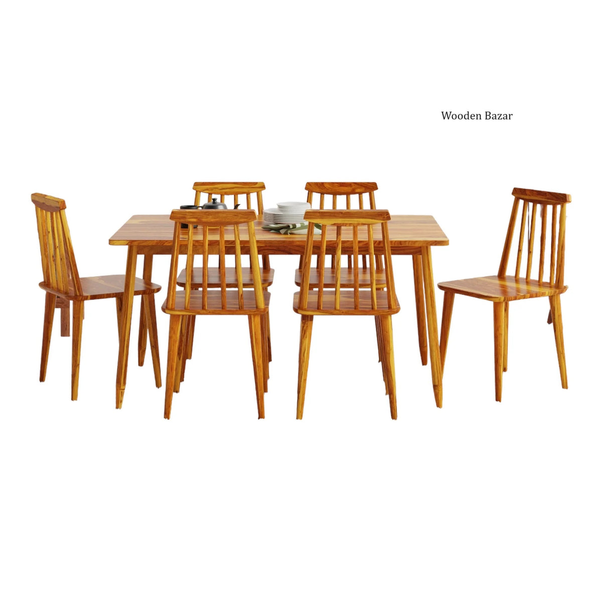 Antique 6-Seater dining table set with chairs by Wooden Bazar
