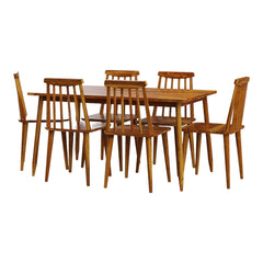 Antique 6-Seater dining table set with chairs by Wooden Bazar