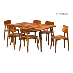 DELUX DINING TABLE SET WITH 6 SEATS AND CHAIRS MADE OF TEAK WOOD