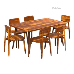DELUX DINING TABLE SET WITH 6 SEATS AND CHAIRS MADE OF TEAK WOOD