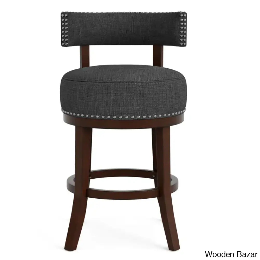 Nordeno Swivel Upholstered Counter And Bar Stool With Solid Wood Frame (Set Of 2)