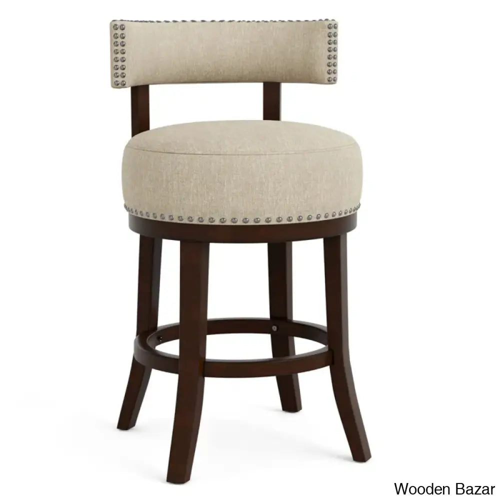 Nordeno Swivel Upholstered Counter And Bar Stool With Solid Wood Frame (Set Of 2)