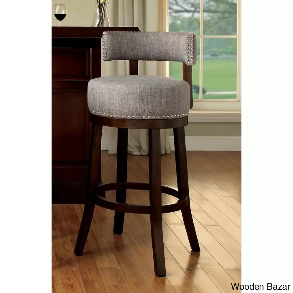 Nordeno Swivel Upholstered Counter And Bar Stool With Solid Wood Frame (Set Of 2)