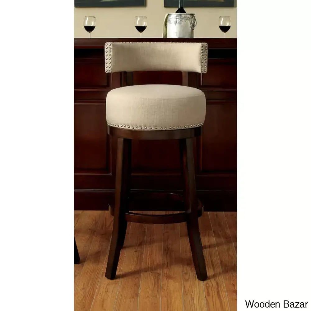 Nordeno Swivel Upholstered Counter And Bar Stool With Solid Wood Frame (Set Of 2)