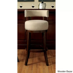 Nordeno Swivel Upholstered Counter And Bar Stool With Solid Wood Frame (Set Of 2)