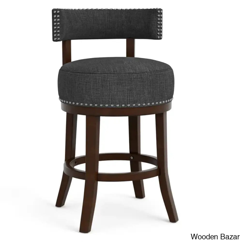 Nordeno Swivel Upholstered Counter And Bar Stool With Solid Wood Frame (Set Of 2)