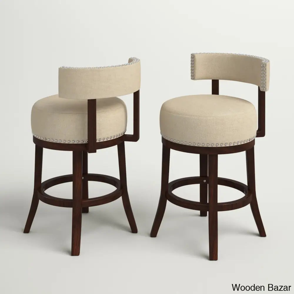 Nordeno Swivel Upholstered Counter And Bar Stool With Solid Wood Frame (Set Of 2)