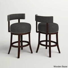 Nordeno Swivel Upholstered Counter And Bar Stool With Solid Wood Frame (Set Of 2)