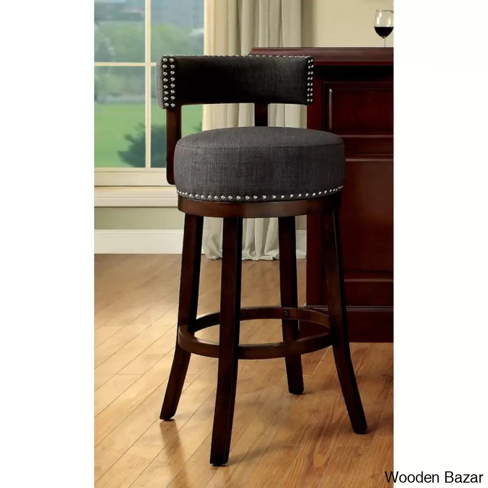 Nordeno Swivel Upholstered Counter And Bar Stool With Solid Wood Frame (Set Of 2)