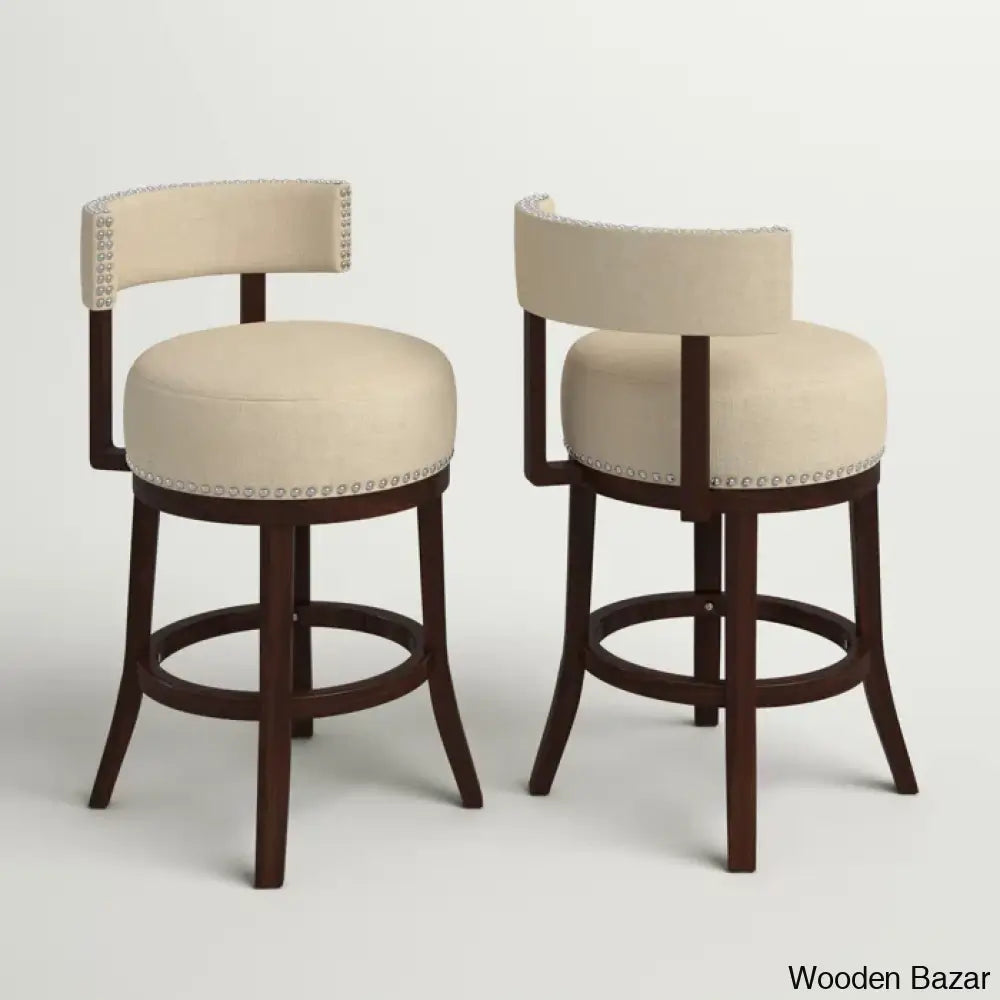 Nordeno Swivel Upholstered Counter And Bar Stool With Solid Wood Frame (Set Of 2)