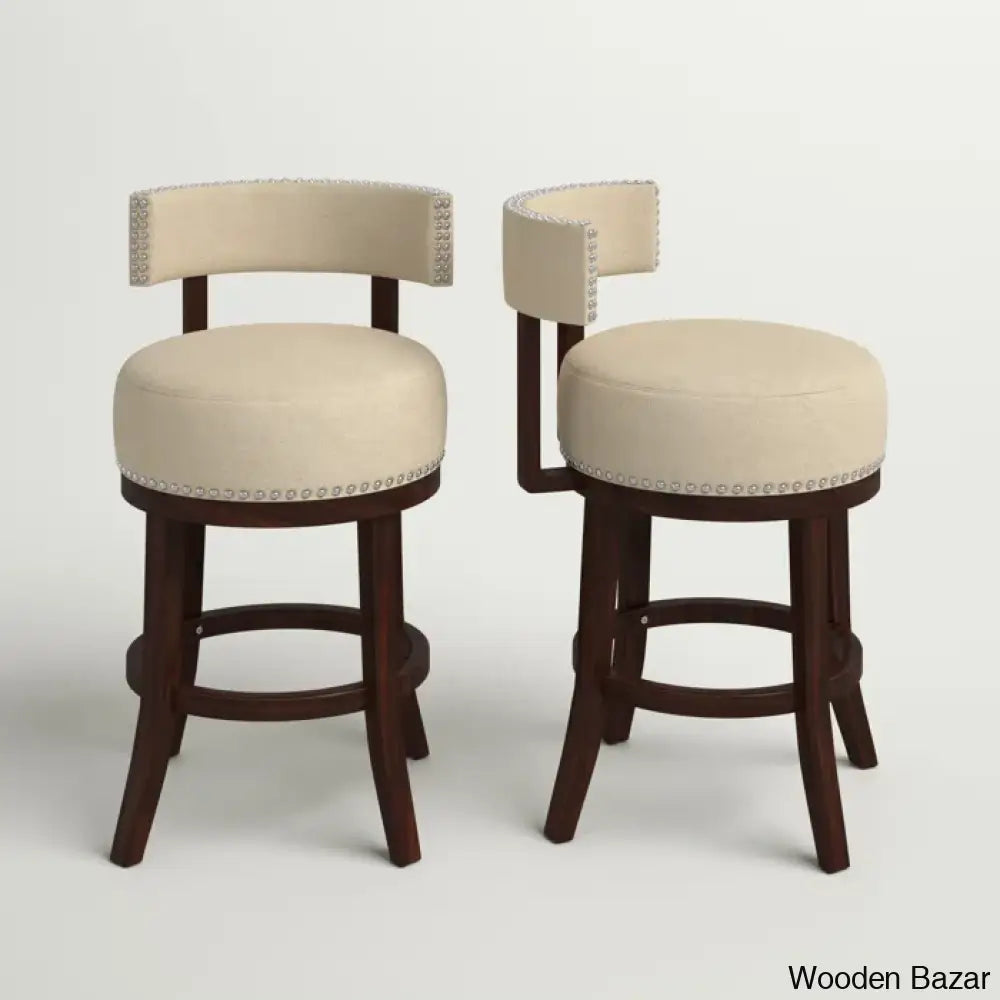 Nordeno Swivel Upholstered Counter And Bar Stool With Solid Wood Frame (Set Of 2)