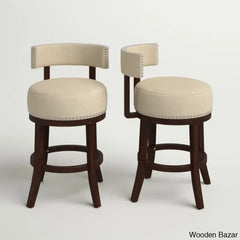 Nordeno Swivel Upholstered Counter And Bar Stool With Solid Wood Frame (Set Of 2)