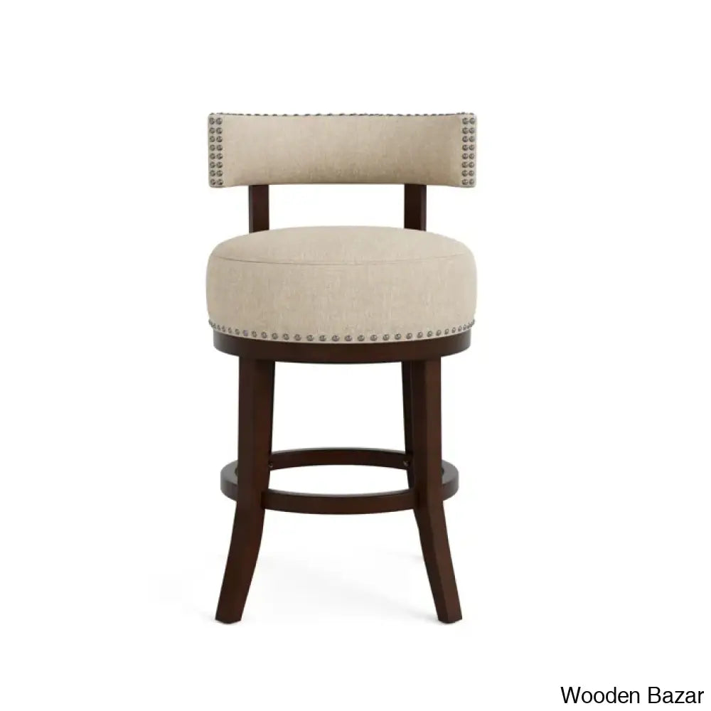 Nordeno Swivel Upholstered Counter And Bar Stool With Solid Wood Frame (Set Of 2)