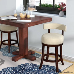 Nordeno Swivel Upholstered Counter And Bar Stool With Solid Wood Frame (Set Of 2) Beige / Bar