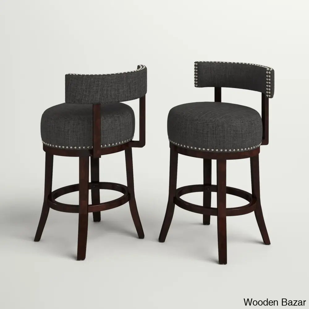 Nordeno Swivel Upholstered Counter And Bar Stool With Solid Wood Frame (Set Of 2) Gray / Bar