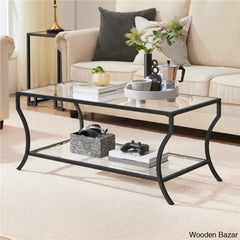 Norywalk Glass Top Coffee And Center Table Black