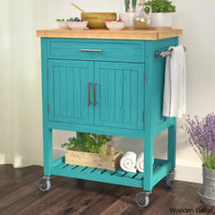 Obed Solid Wood Top Kitchen Cart Trolley Cart Cabinet Kitchen Island With Storage