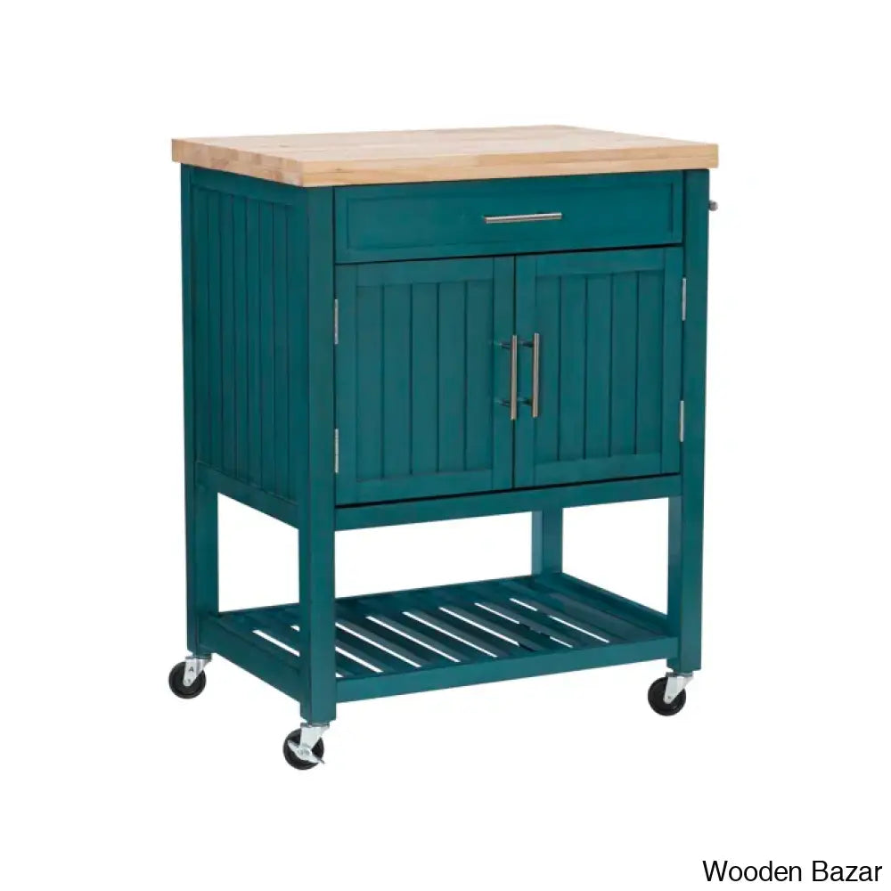 Obed Solid Wood Top Kitchen Cart Trolley Cart Cabinet Kitchen Island With Storage