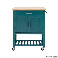 Obed Solid Wood Top Kitchen Cart Trolley Cart Cabinet Kitchen Island With Storage