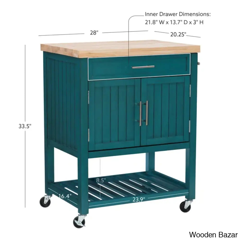 Obed Solid Wood Top Kitchen Cart Trolley Cart Cabinet Kitchen Island With Storage