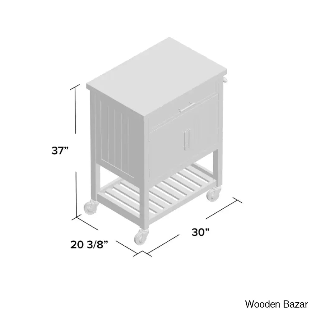 Obed Solid Wood Top Kitchen Cart Trolley Cart Cabinet Kitchen Island With Storage