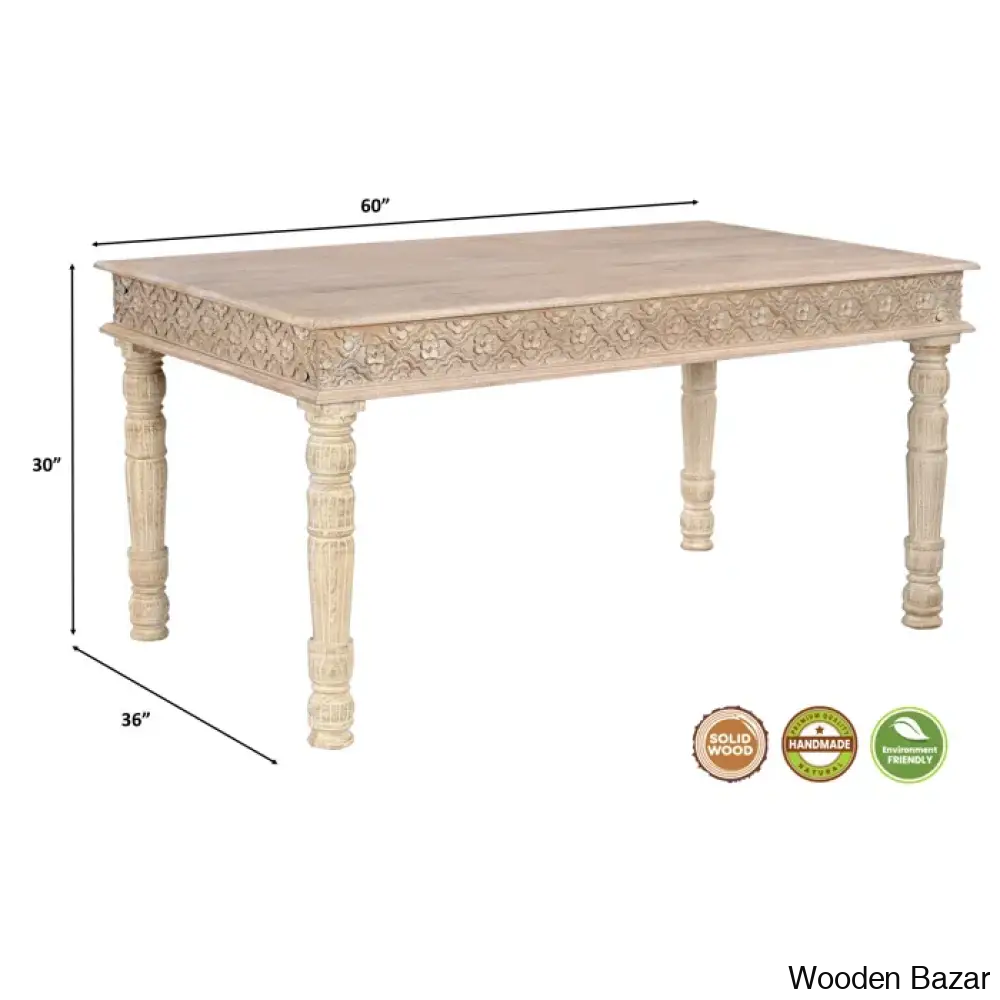 Oberon New 4 Seater Solid Wood Dining Set