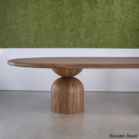 Odell Elegant Oval Dining Table In Solid Wood Finish - Wooden Bazar
