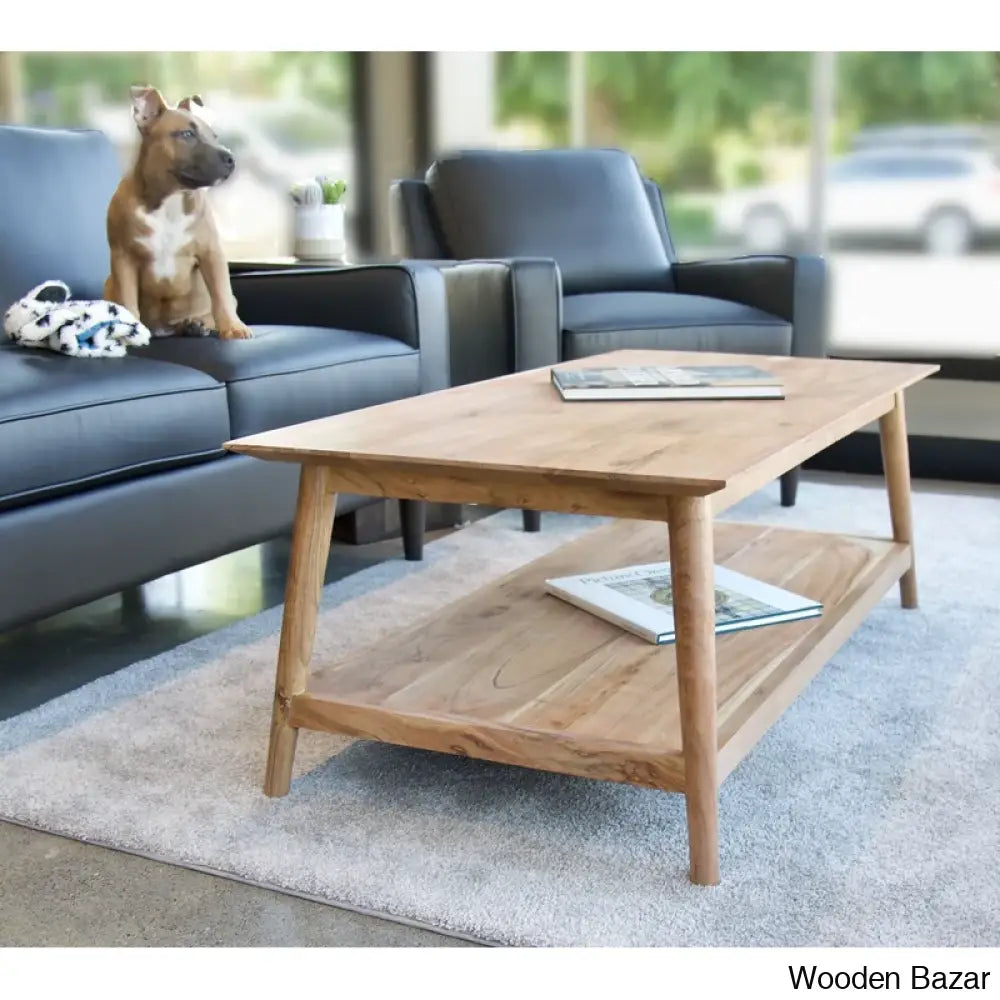 Offermany Solid Acacia Coffee And Center Table