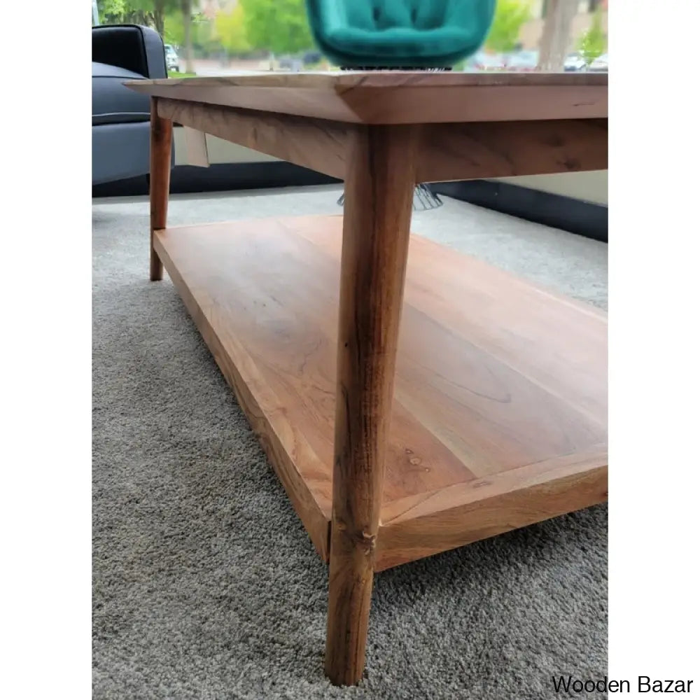 Offermany Solid Acacia Coffee And Center Table