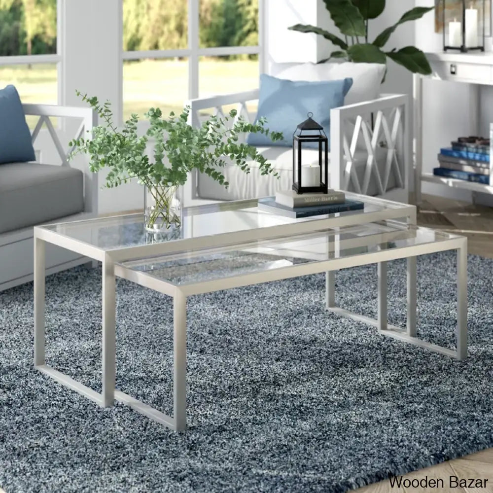 Ogradyl Glass Top Nesting Coffee And Center Table