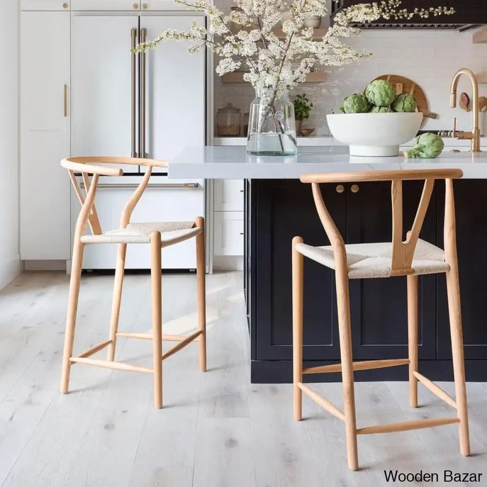 Olien Swivel Counter And Bar Height Stool Farmhouse With Y Back Light Woven Wood Kitchen Fully