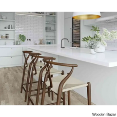 Olien Swivel Counter And Bar Height Stool Farmhouse With Y Back Light Woven Wood Kitchen Fully
