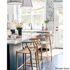 Olien Swivel Counter And Bar Height Stool Farmhouse With Y Back Light Woven Wood Kitchen Fully