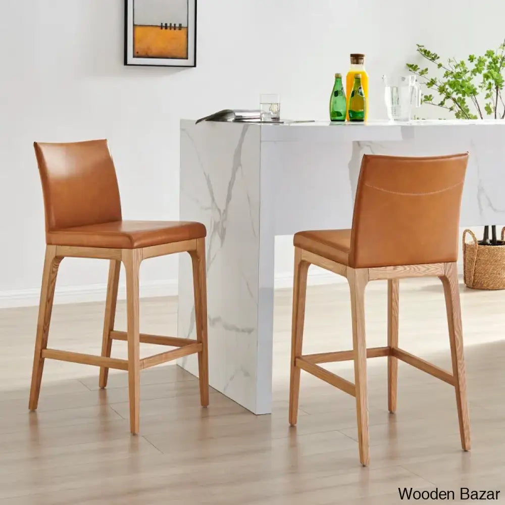 Olier Swivel Upholstered Counter And Bar Stool With Solid Wood Frame (Set Of 2)