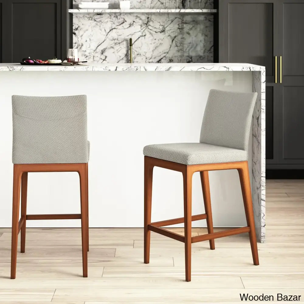 Olier Swivel Upholstered Counter And Bar Stool With Solid Wood Frame (Set Of 2)