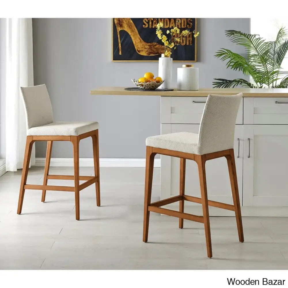 Olier Swivel Upholstered Counter And Bar Stool With Solid Wood Frame (Set Of 2)