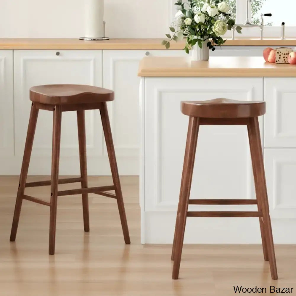 Olive Swivel Solid Wood Counter And Bar Stool (Set Of 2)